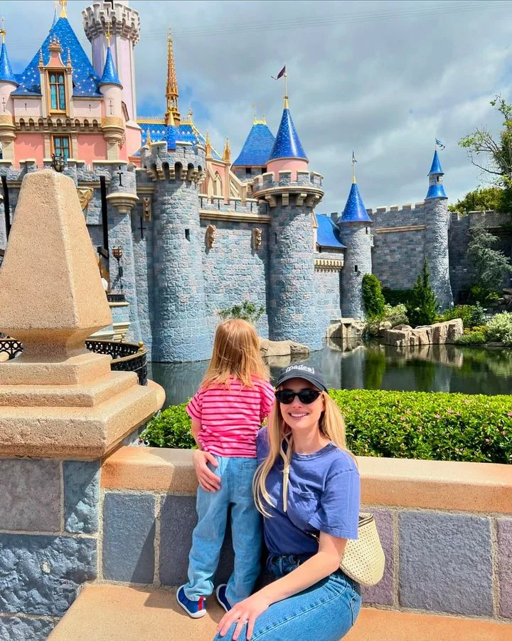 Emma Roberts and her son at Disneyland