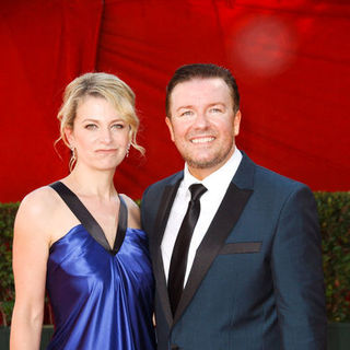 Ricky Gervais, Jane Fallon in The 61st Annual Primetime Emmy Awards - Arrivals