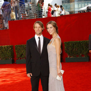 Jesse Spencer, Louise Griffiths in The 61st Annual Primetime Emmy Awards - Arrivals