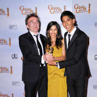 Danny Boyle, Dev Patel, Freida Pinto in 66th Annual Golden Globes - Press Room