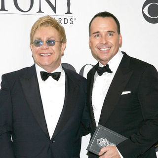 Elton John, David Furnish in 63rd Annual Tony Awards - Press Room