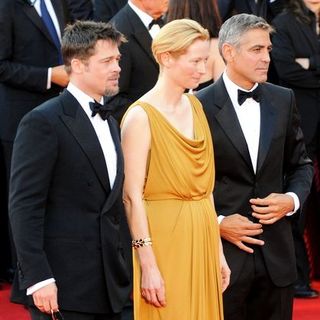 Brad Pitt, George Clooney, Tilda Swinton in 65th Annual Venice Film Festival - "Burn After Reading" - Premiere