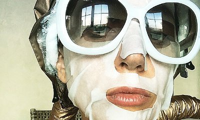 Lady GaGa Looks Scary Wearing Hydration Mask and Lip Plumper