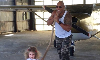 Video: The Rock Helps 2-Year-Old Girl Pull Airplane on Set of 'Central Intelligence'