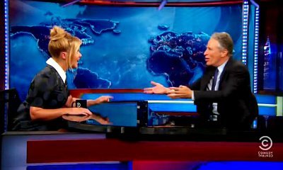 Video: Jon Stewart Welcomes Amy Schumer as He Kicks Off His Final Week on 'Daily Show'