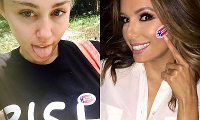Miley Cyrus, Eva Longoria and More Stars Proudly Show Off Their 'I Voted' Stickers on Social Media