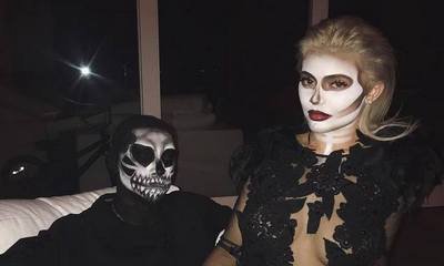 Kylie Jenner and Tyga Are Skeletons for Halloween Dinner With Goth Girl Kendall