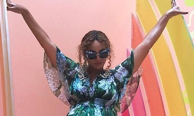 Beyonce Sports Large Henna Tattoo on Her Pregnant Belly at Baby Shower