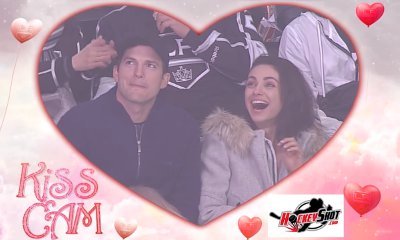 Ashton Kutcher and Mila Kunis Share Steamy Kiss on the Kiss Cam at Hockey Game - Watch!