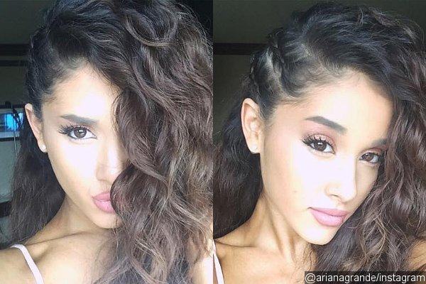 Ariana Grande wears no makeup and her natural curly hair