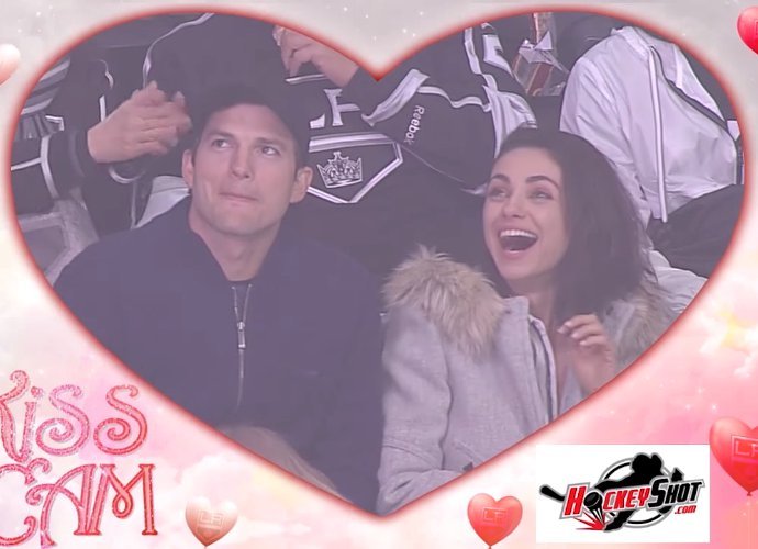 Ashton Kutcher and Mila Kunis Share Steamy Kiss on the Kiss Cam at Hockey Game - Watch!