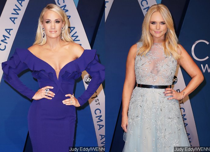 CMA Awards 2017: Carrie Underwood Bares Cleavage, Miranda Lambert Is Ice Princess on Red Carpet