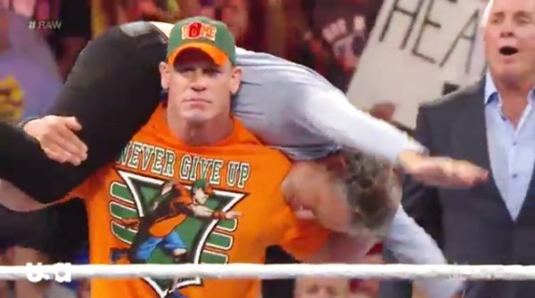 Jon Stewart Gets Body Slammed by John Cena on 'WWE Monday Night Raw'