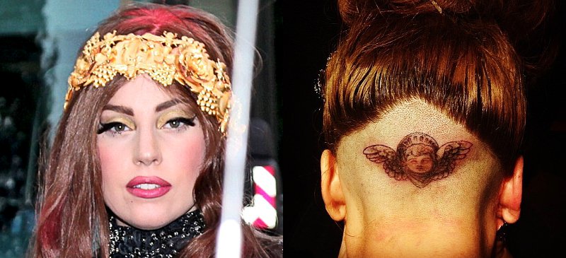 Lady GaGa Gets New Tattoo on Her Shaved Head at Fame Masquerade Party