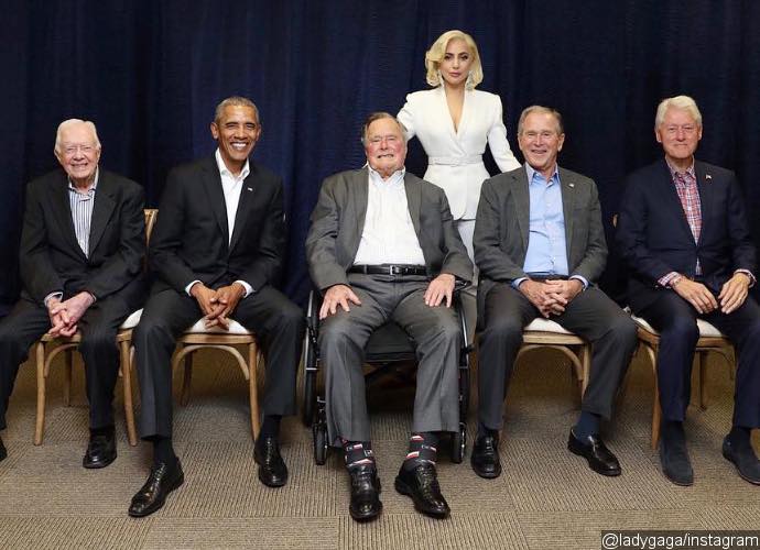 Lady GaGa Makes Surprise Appearance in Front of All Five Former Presidents at Benefit Concert