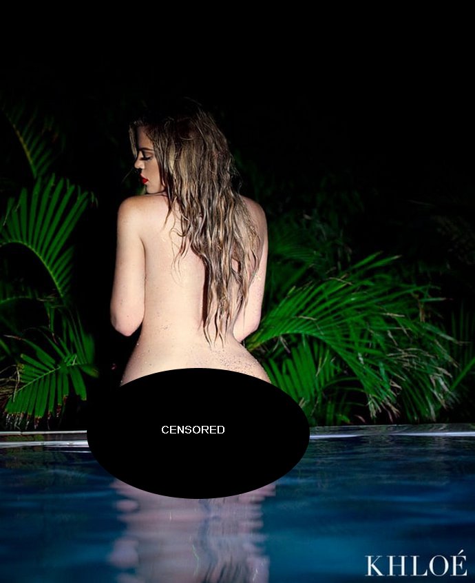 690px x 846px - Khloe Kardashian Goes Completely Nude, Bares Butt in Glittery Photo Shoot