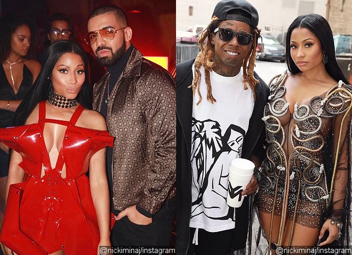 Nicki Minaj Cozies Up to Drake and Lil Wayne in New Set Photos of 'No Frauds' Video