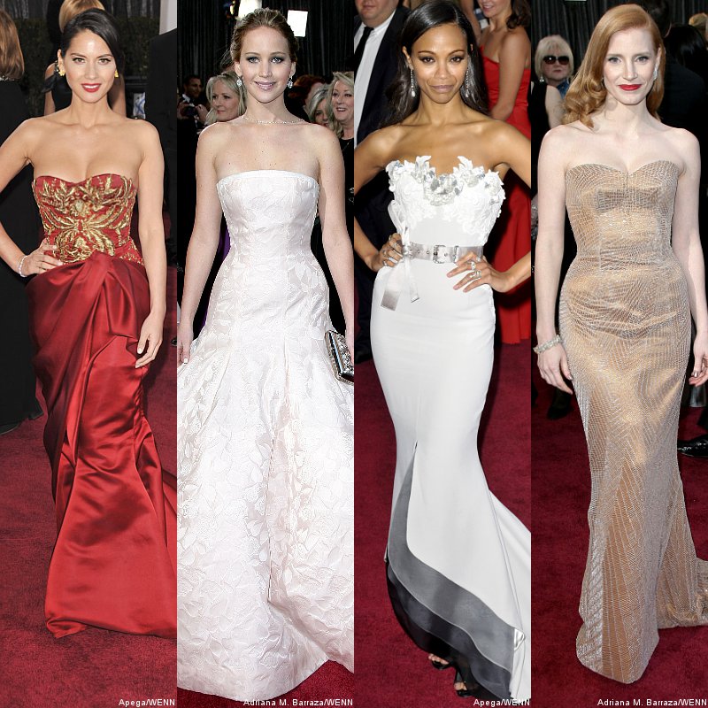 Oscars 2013: Olivia Munn, Jennifer Lawrence, Zoe Saldana and Jessica ...