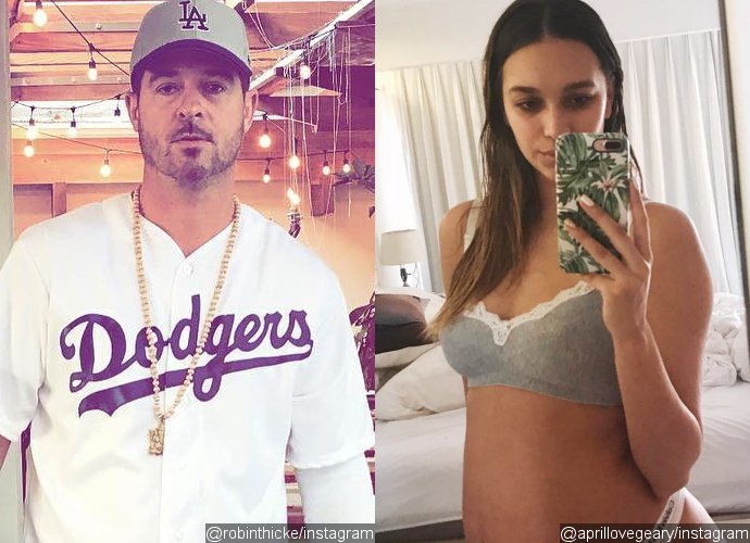 Robin Thicke's Pregnant Girlfriend Flaunts Her 31-Week Baby Bump in Skimpy Lingerie