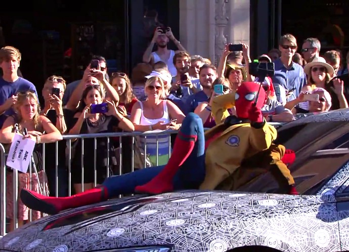 Watch Spider-Man Make Quite an Entrance at 'Spider-Man: Homecoming' Premiere