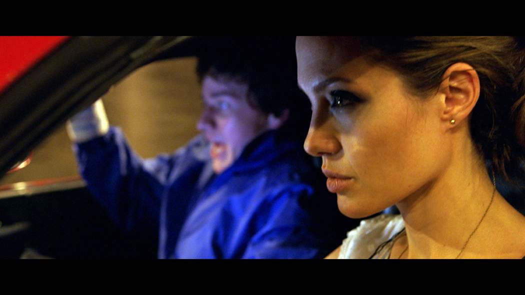 Angelina Jolie as Fox and James McAvoy as Wesley in Universal Pictures' Wanted (2008)