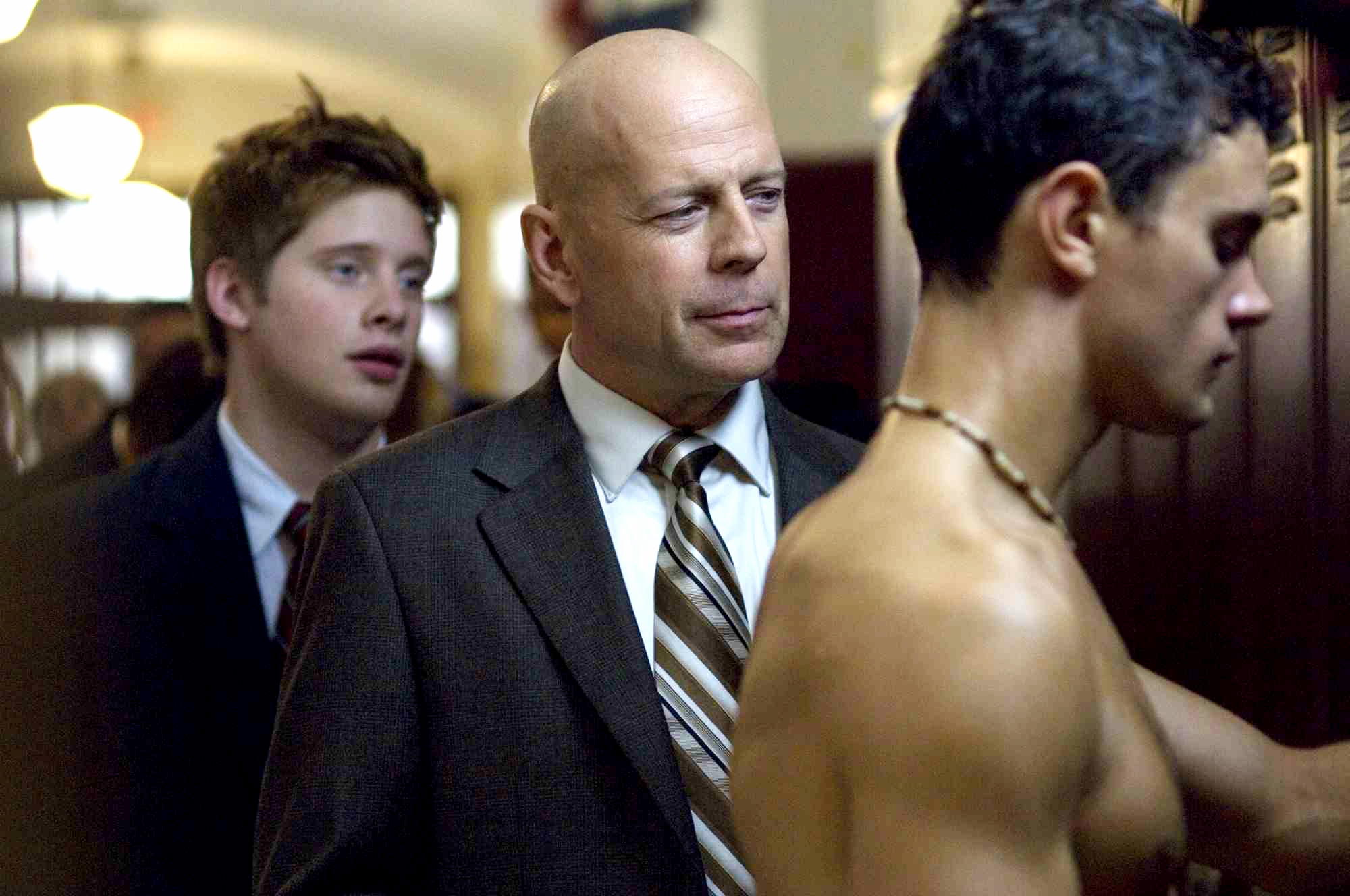 Patrick Taylor stars as Paul Moore and Bruce Willis stars as Principal Kirkpatrick in Yari Film Group Releasing's Assassination of a High School President (2009)
