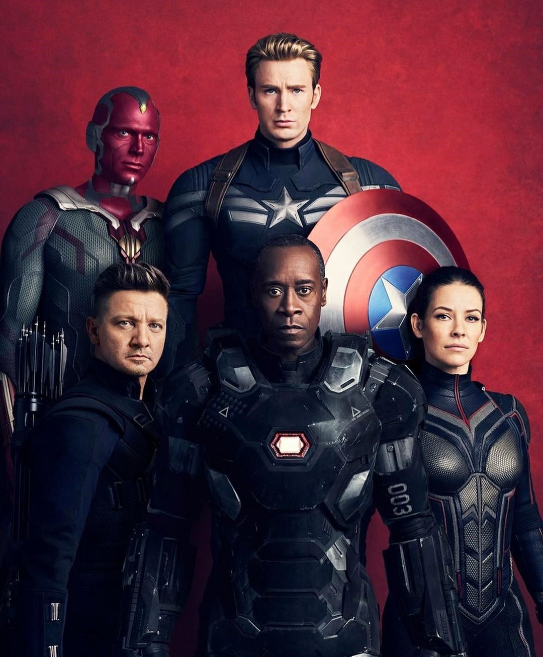 Chris Evans, Jeremy Renner, Don Cheadle and Evangeline Lilly in Marvel Studios' Avengers: Infinity War (2018)