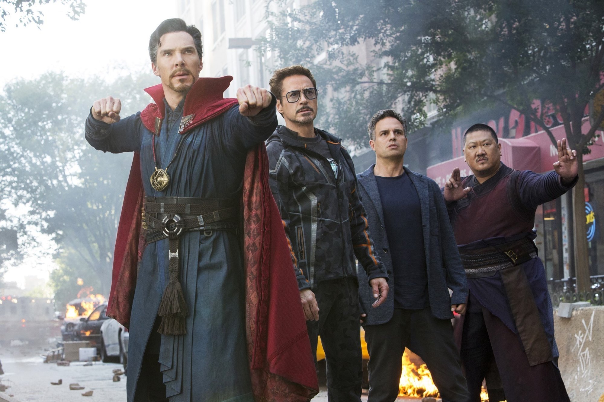 Benedict Cumberbatch, Robert Downey Jr., Mark Ruffalo and Benedict Wong in Marvel Studios' Avengers: Infinity War (2018)