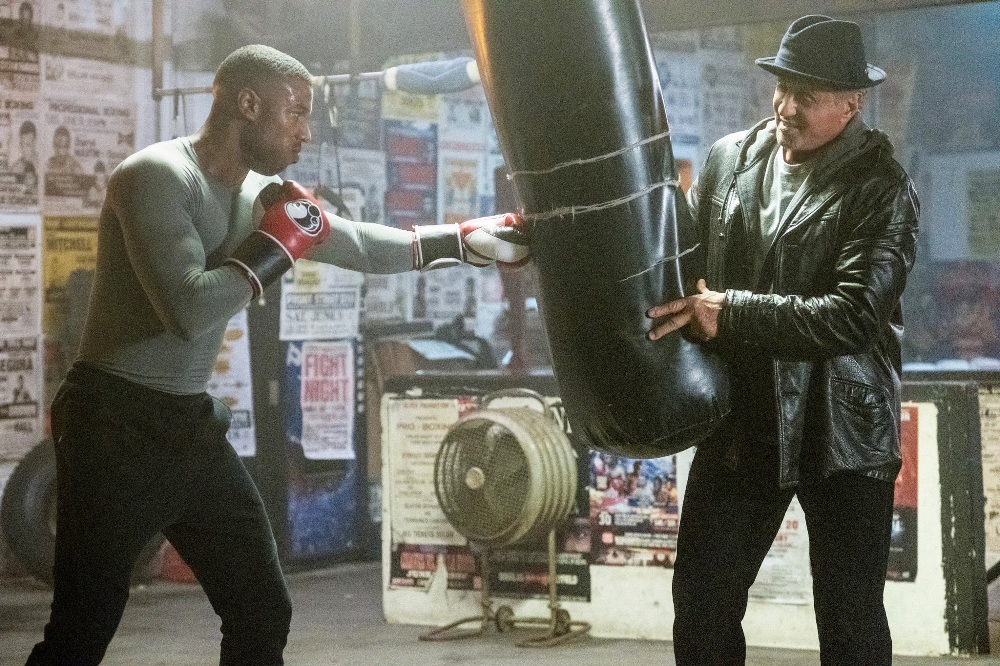 Michael B. Jordan stars as Adonis Johnson and Sylvester Stallone stars as Rocky Balboa in MGM's Creed II (2018)