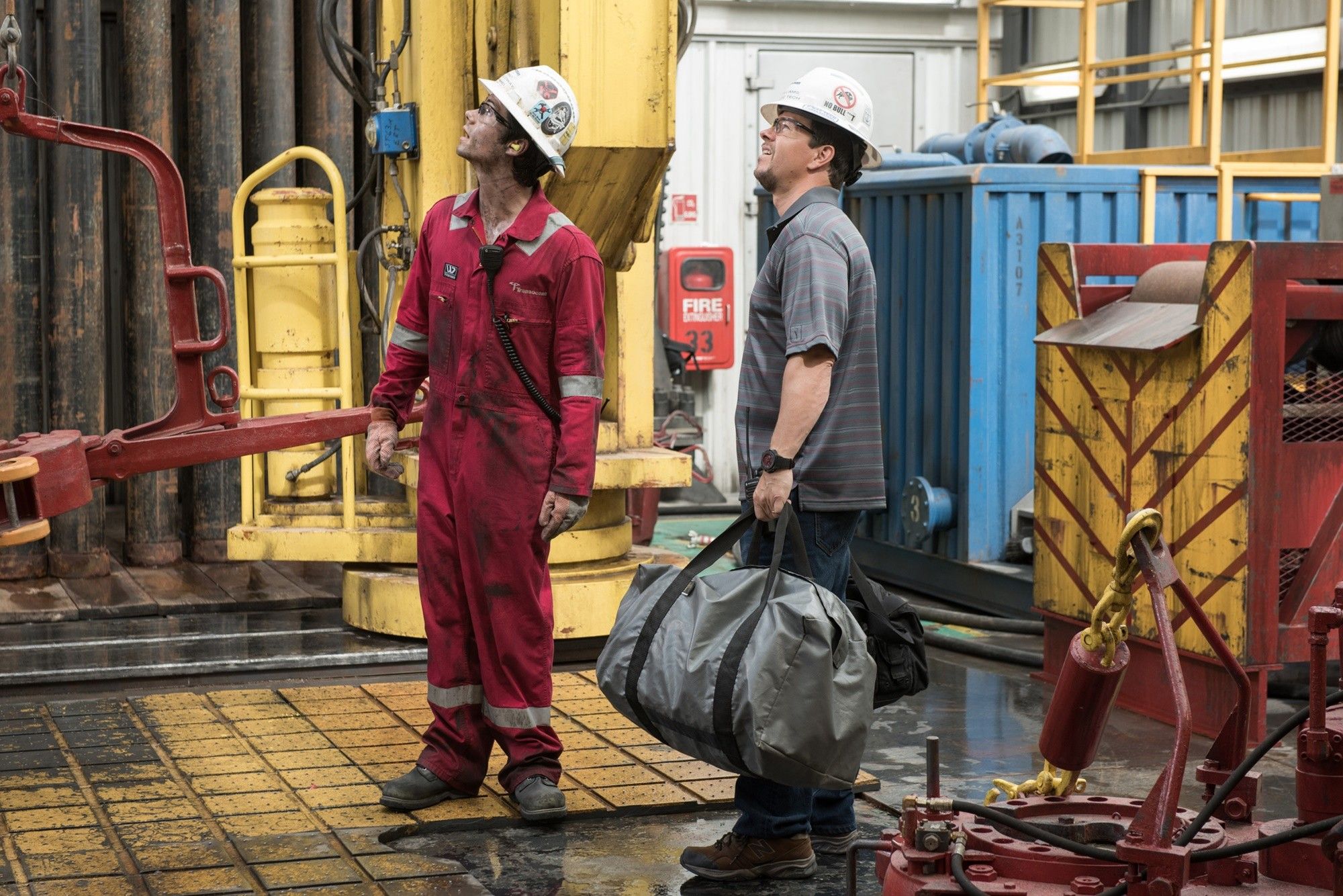 Mark Wahlberg stars as Mike Williams and Dylan O'Brien stars as Caleb Holloway in Lionsgate Films' Deepwater Horizon (2016)