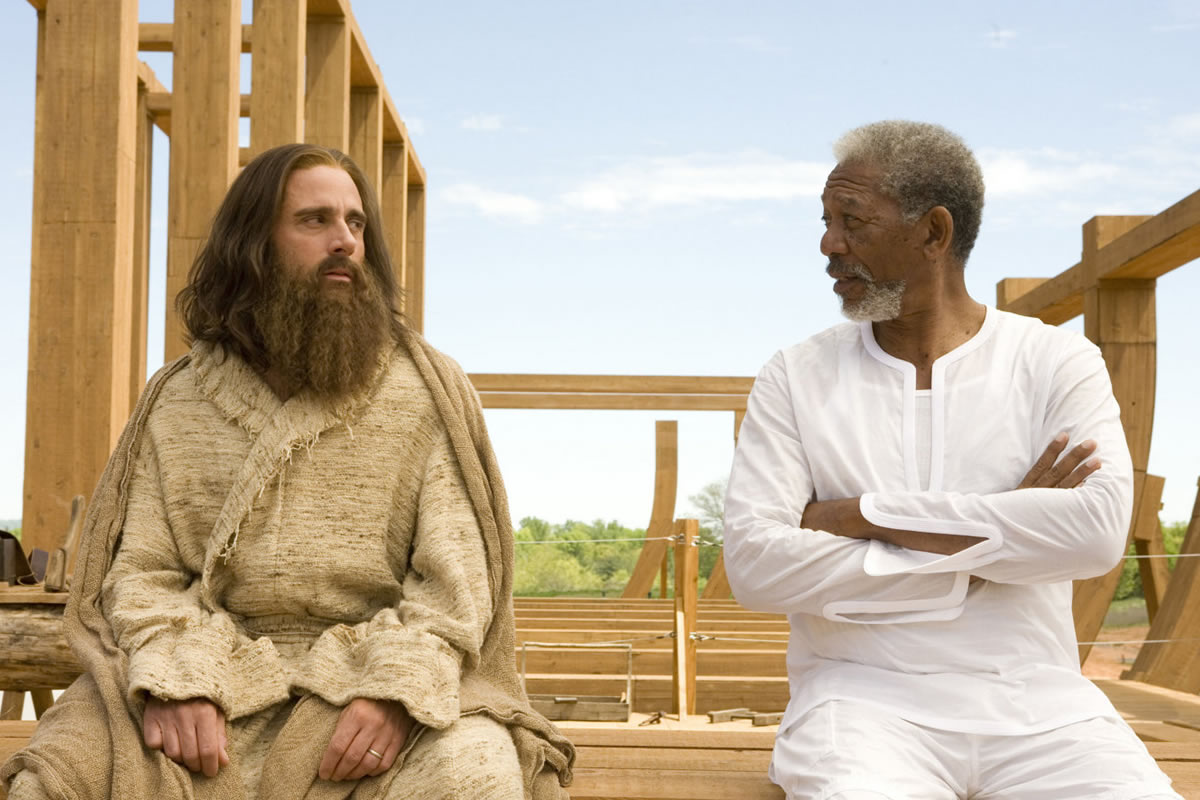Steve Carell and Morgan Freeman as Evan Baxter in Universal Pictures' Evan Almighty (2007)
