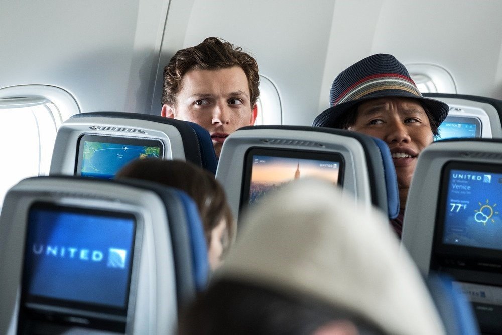 Tom Holland stars as Peter Parker/Spider-Man and Jacob Batalon stars as Ned in Sony Pictures' Spider-Man: Far From Home (2019)