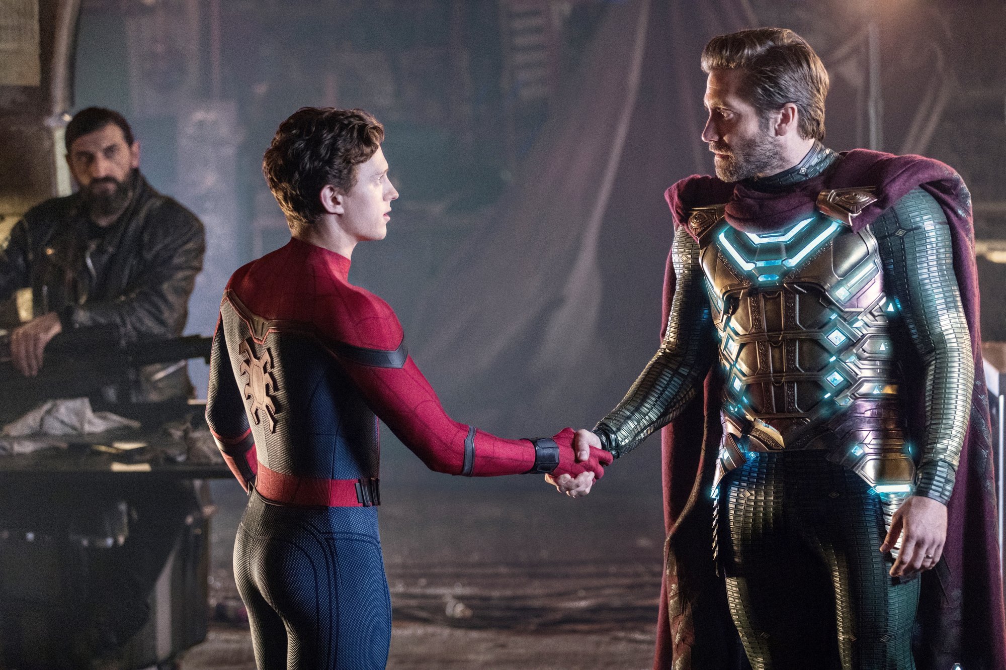 Tom Holland stars as Peter Parker/Spider-Man and Jake Gyllenhaal stars as Quentin Beck/Mysterio in Sony Pictures' Spider-Man: Far From Home (2019)