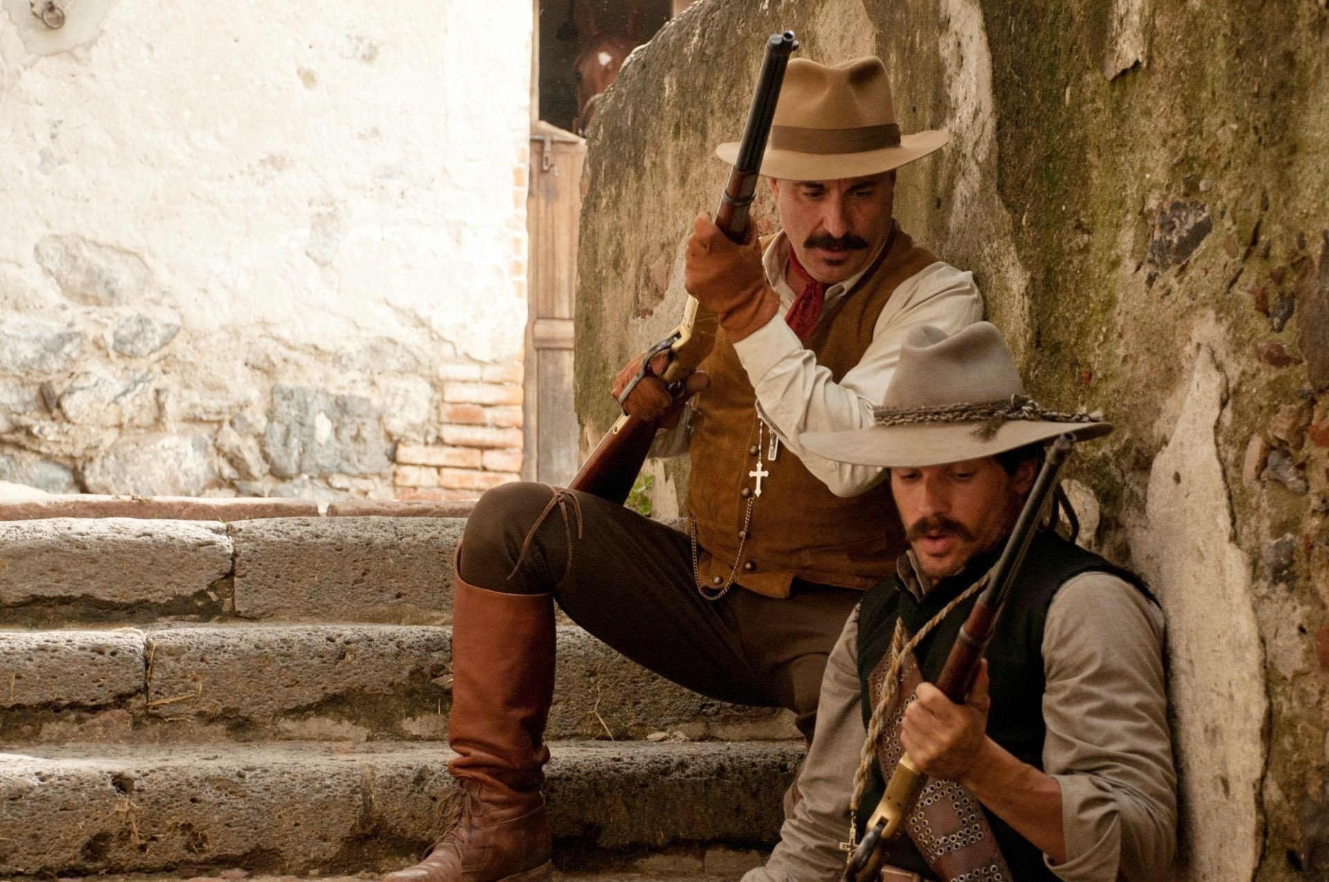 Andy Garcia stars as Enrique Gorostieta Velarde and Santiago Cabrera stars as Father Vega in ARC Entertainment's For Greater Glory (2012). Photo credit by Hana Matsumoto.
