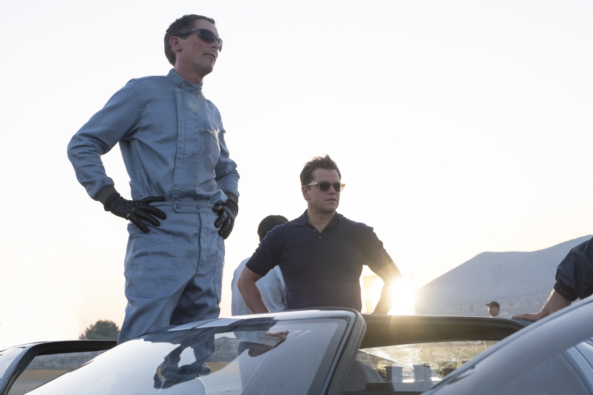 Christian Bale stars as Ken Miles and Matt Damon stars as Carroll Shelby in 20th Century Fox's Ford v Ferrari (2019)