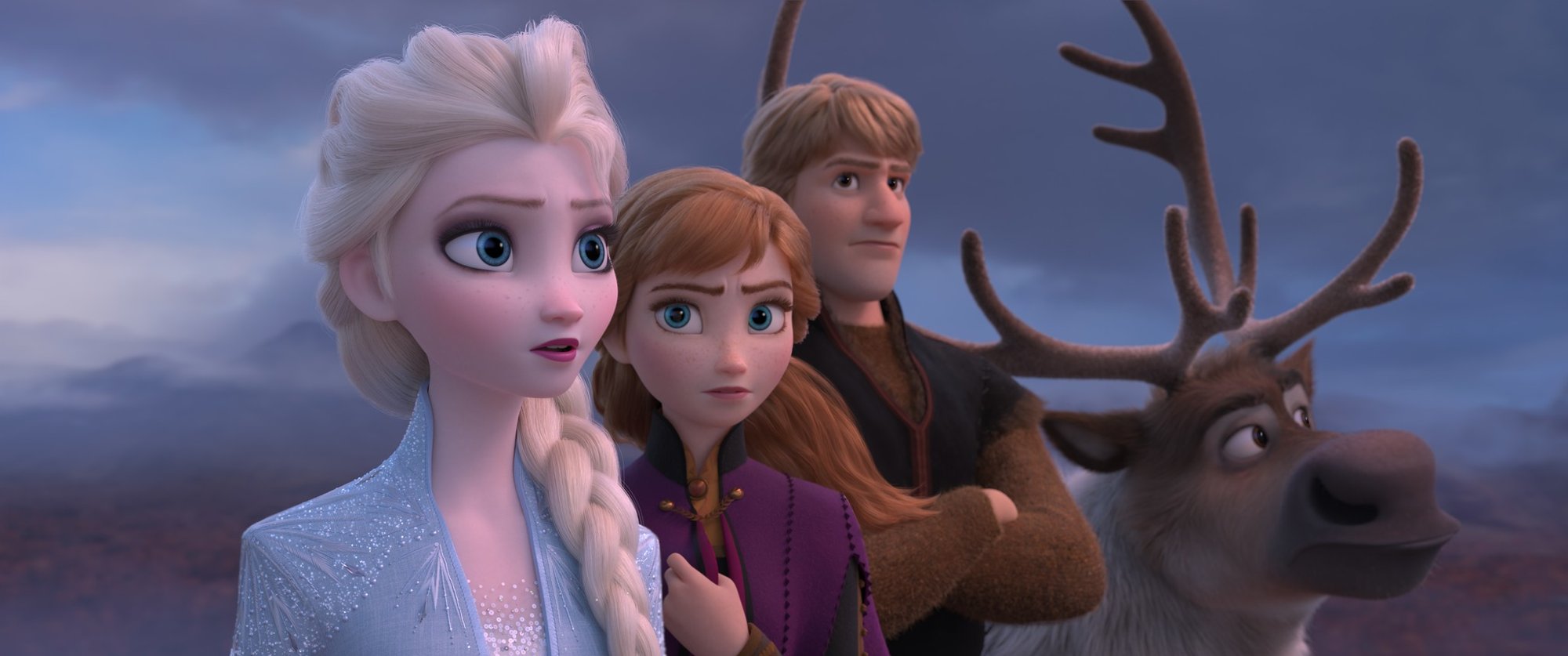 Elsa, Anna and Kristoff and Sven from Walt Disney Pictures' Frozen II (2019)