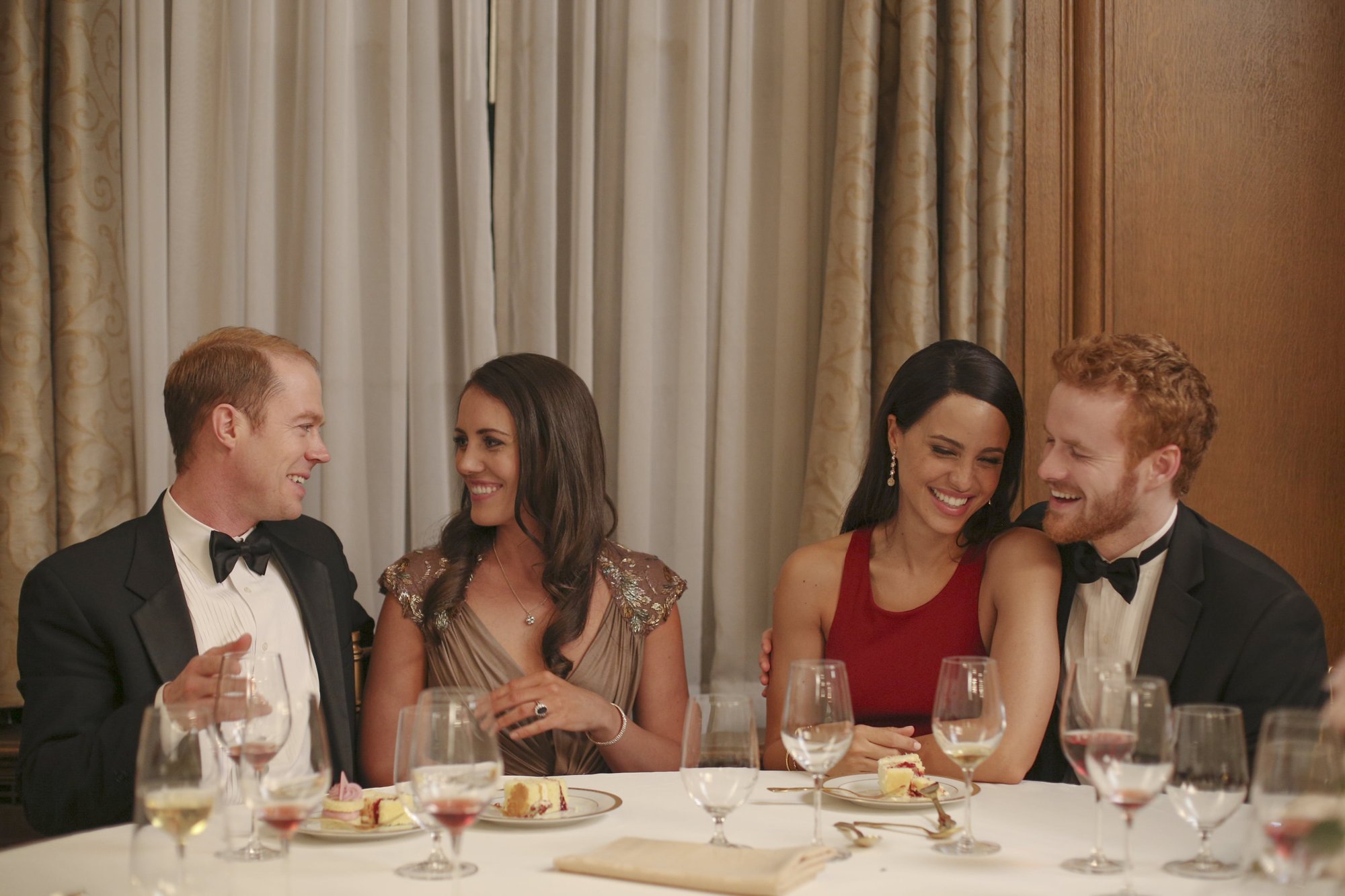 Burgess Abernethy, Laura Mitchell, Parisa Fitz-Henley and Murray Fraser in Lifetime's Harry & Meghan: A Royal Romance (2018)