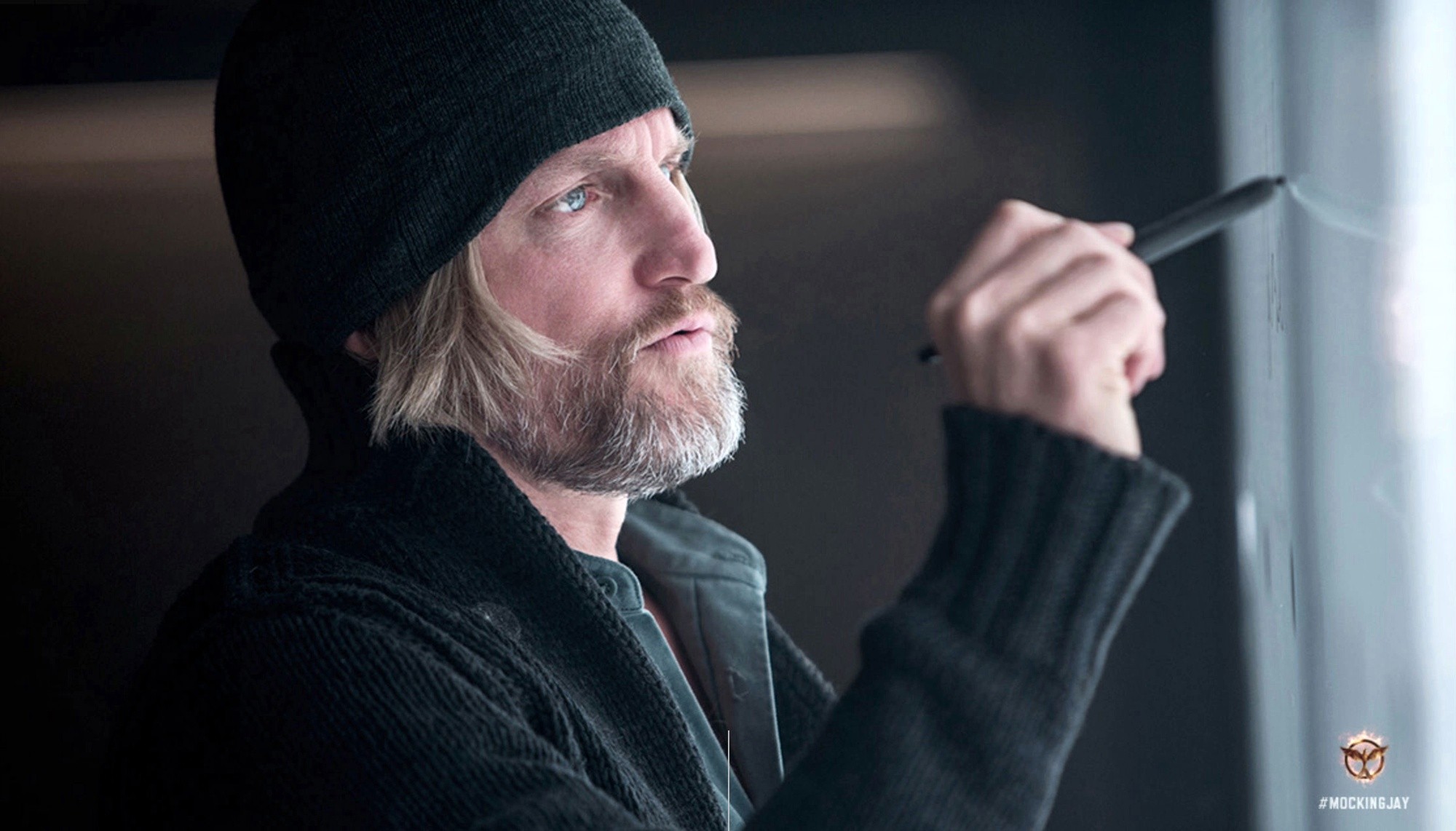 Woody Harrelson stars as Haymitch Abernathy in Lionsgate Films' The Hunger Games: Mockingjay, Part 1 (2014)