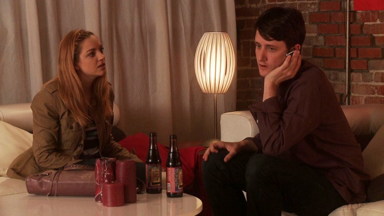 Abby Elliott stars as Monica and Zach Woods stars as Tommy in Millennium Entertainment's High Road (2012)
