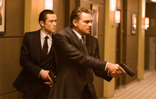 Joseph Gordon-Levitt stars as Arthur and Leonardo DiCaprio stars as Jacob Hastley in Warner Bros. Pictures' Inception (2010)