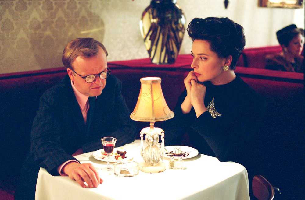 Toby Jones as Truman Capote and Isabella Rossellini as Gloria Guinness in Warner Independent Pictures' Infamous (2006)