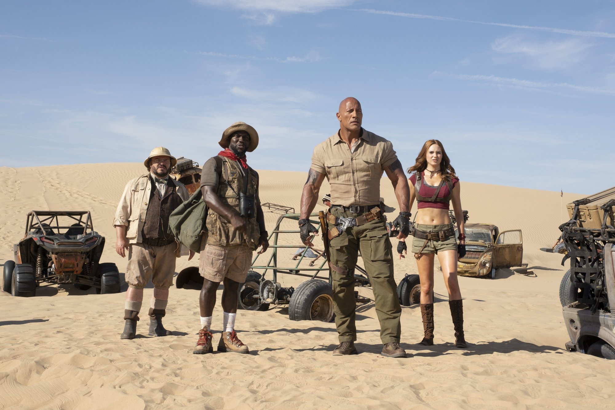 Jack Black, Kevin Hart, The Rock and Karen Gillan in Sony Pictures' Jumanji: The Next Level (2019)