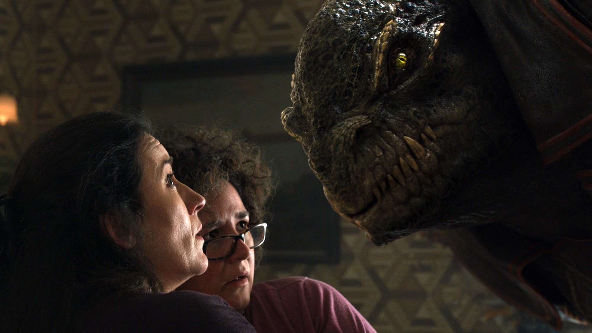 Maria Doyle Kennedy stars as Aleksa and Frog Stone stars as Aunt Nino in Warner Bros. Pictures' Jupiter Ascending (2015)