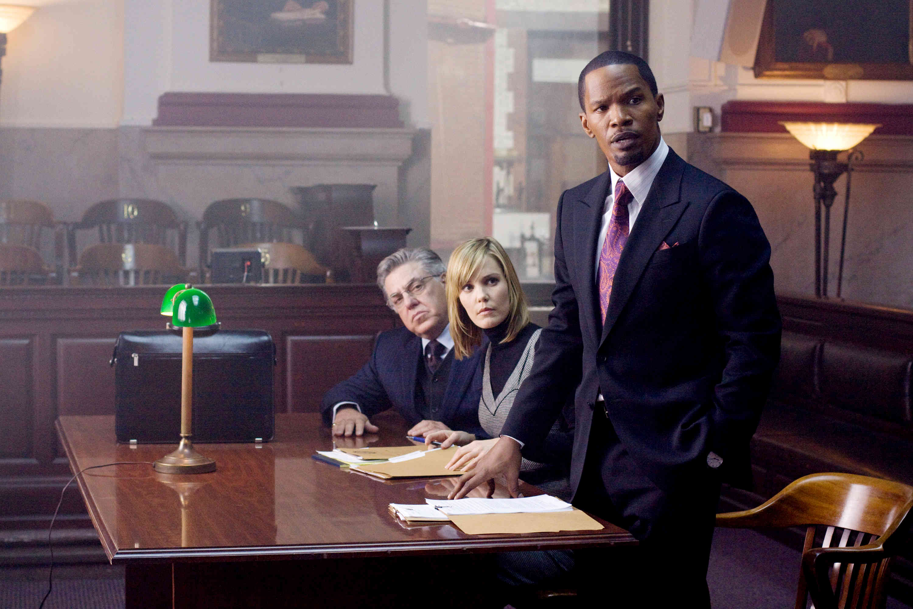 Leslie Bibb stars as Sarah Lowell and Jamie Foxx stars as Nick Rice in Overture Films' Law Abiding Citizen (2009)