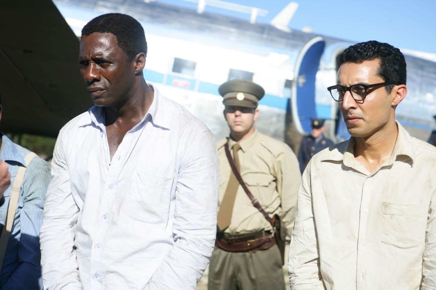 Idris Elba stars as Nelson Mandela and Riaad Moosa stars as Ahmed Kathrada in The Weinstein Company's' Mandela: Long Walk to Freedom (2013)