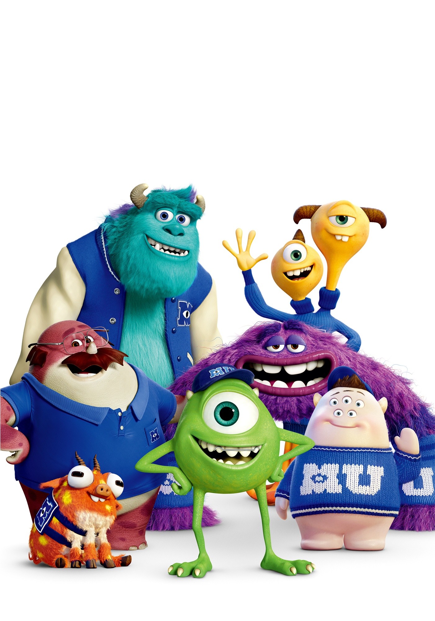 James P. Sullivan, Terri & Terry Perry, Don Carlton, Art, Mike Wazowski and Scott 'Squishy' Squibbles from Walt Disney Pictures' Monsters University (2013)