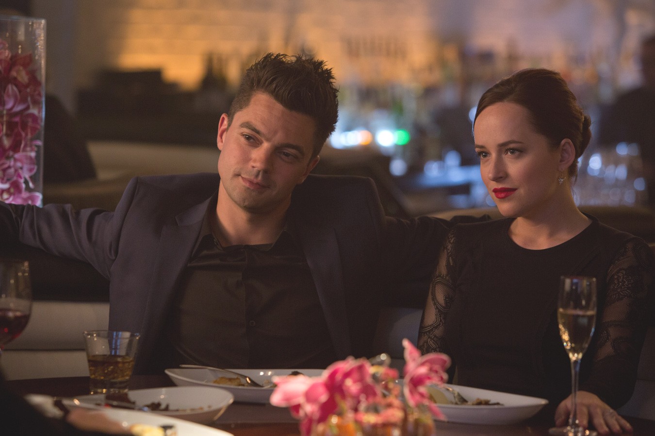 Dominic Cooper stars as Dino Brewster and Dakota Johnson stars as Anita in Walt Disney Pictures' Need for Speed (2014). Photo credit by Melinda Sue Gordon.