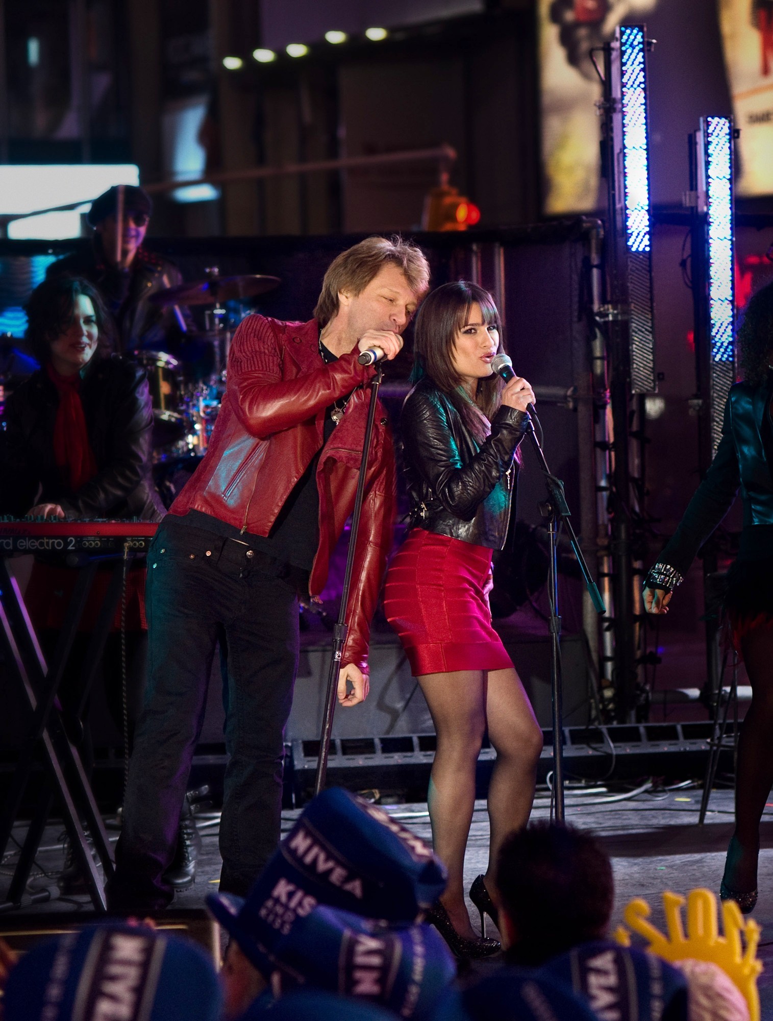 Jon Bon Jovi stars as Jensen and Lea Michele stars as Elise in Warner Bros. Pictures' New Year's Eve (2011)