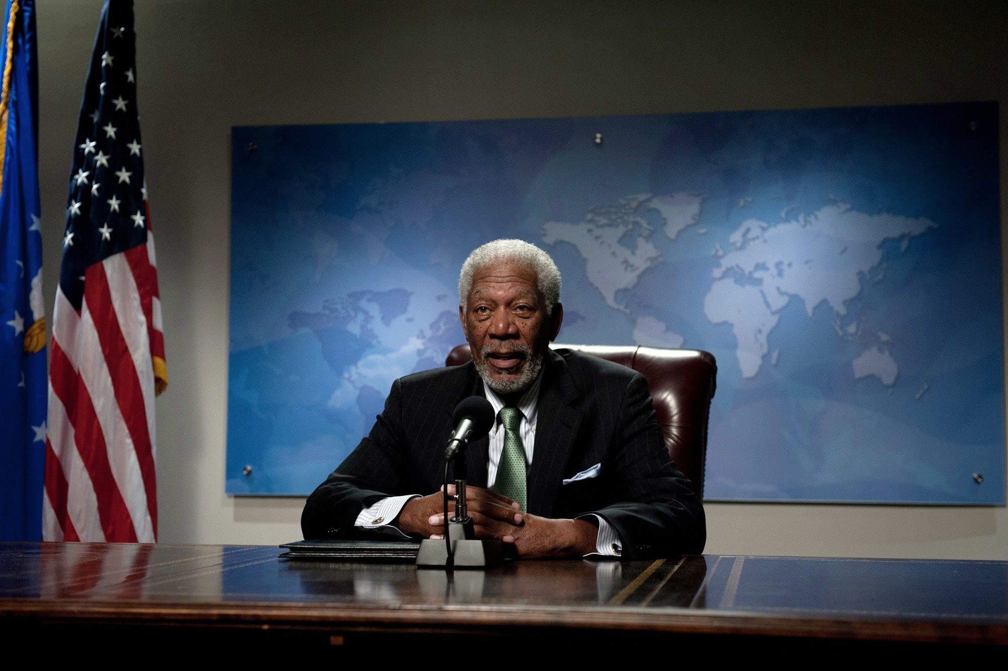 Morgan Freeman stars as Speaker Trumbull in FilmDistrict's Olympus Has Fallen (2013)