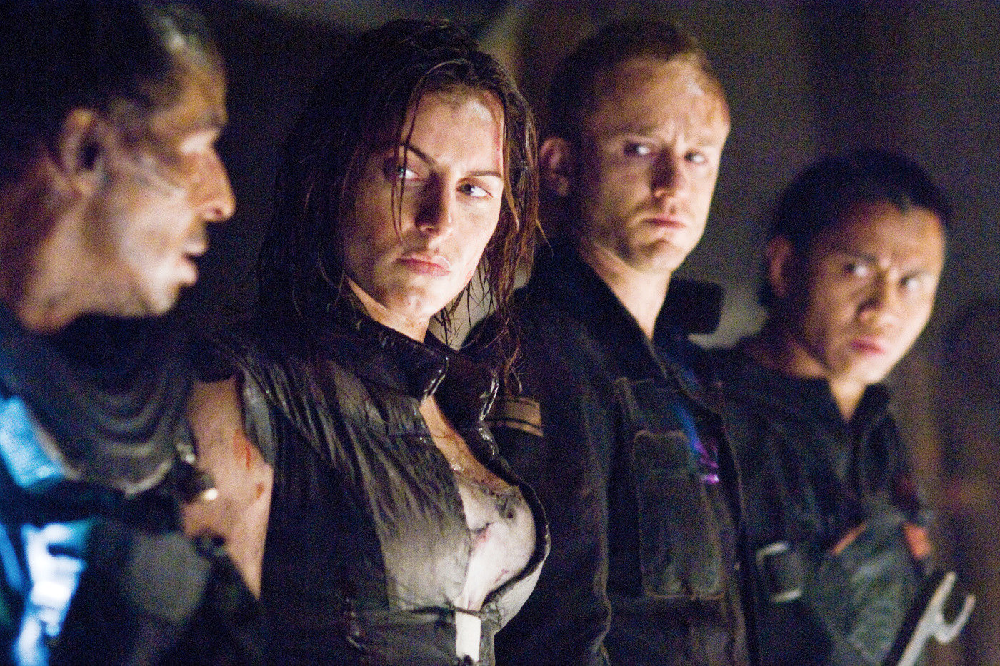 Antje Traue, Ben Foster and Cung Le in Overture Films' Pandorum (2009)